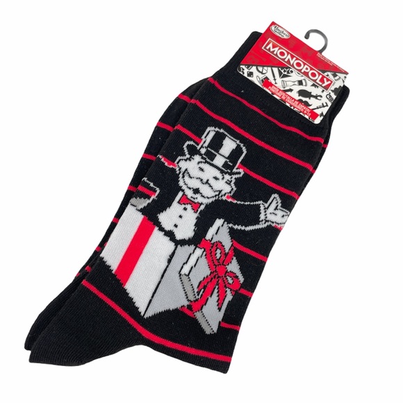 Monopoly Man Striped Present Socks, Black, Red - Picture 6 of 6